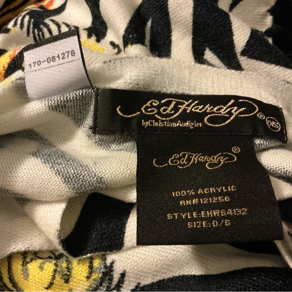 Ed Hardy Christian Audigier Zebra Tiger Print Scarf - Picture 5 of 5